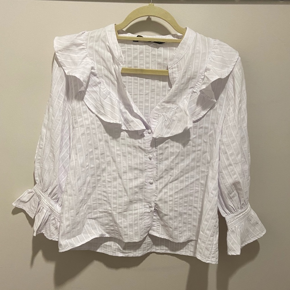 Zara Ruffled Button Down Blouse - image 1